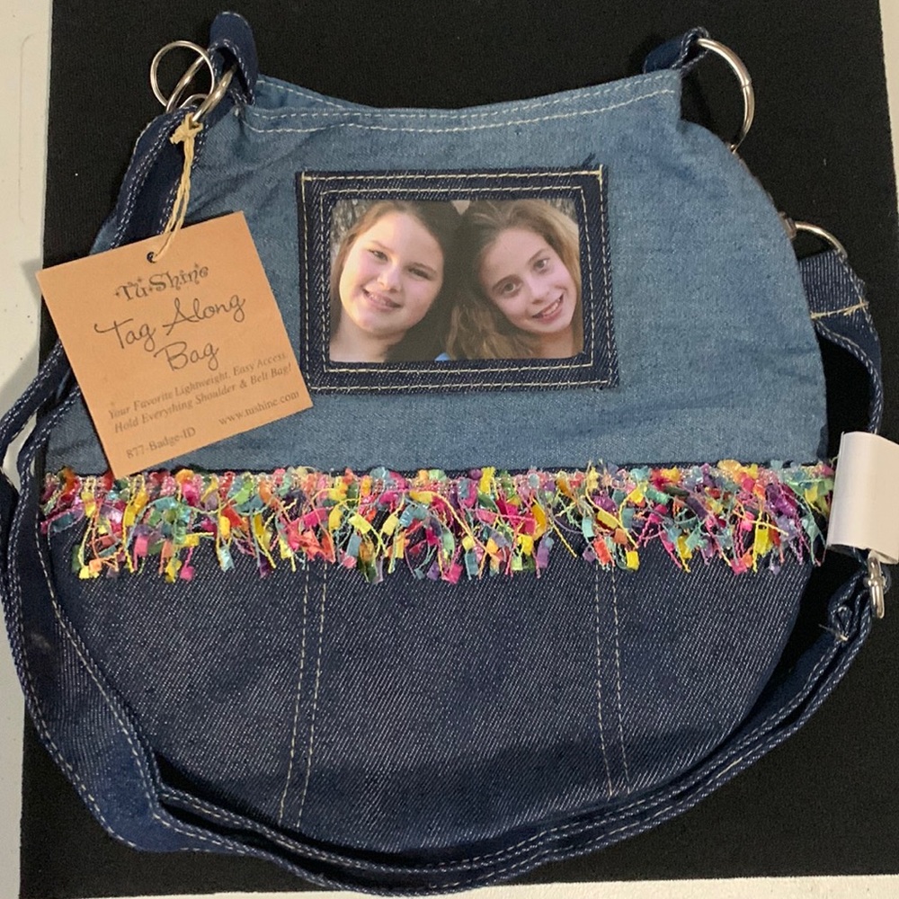 Denim purse with photo pocket on front